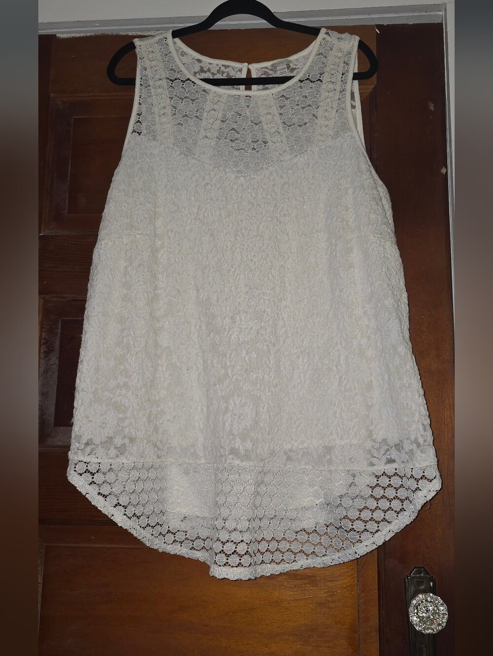 Cato Women's Sleeveless Lace Top - White